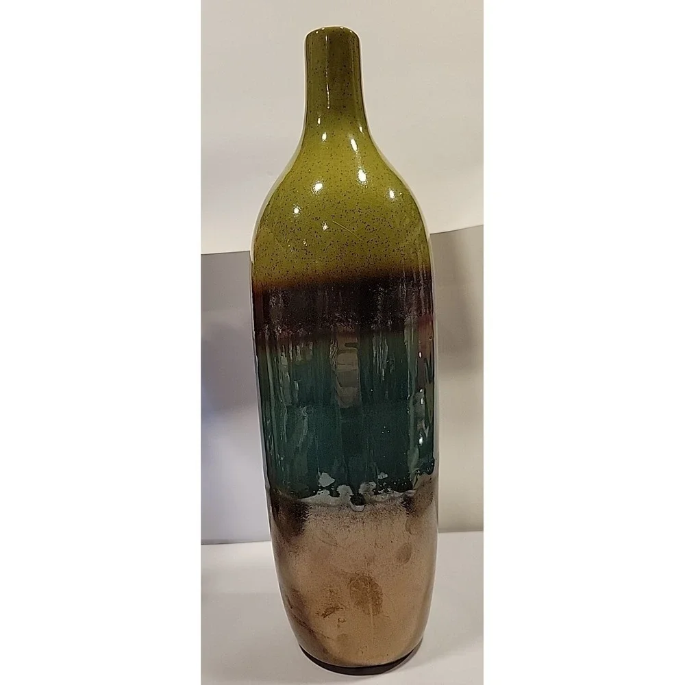 Metal‎ Mottled Brown Earth tones Bottle Vase 12